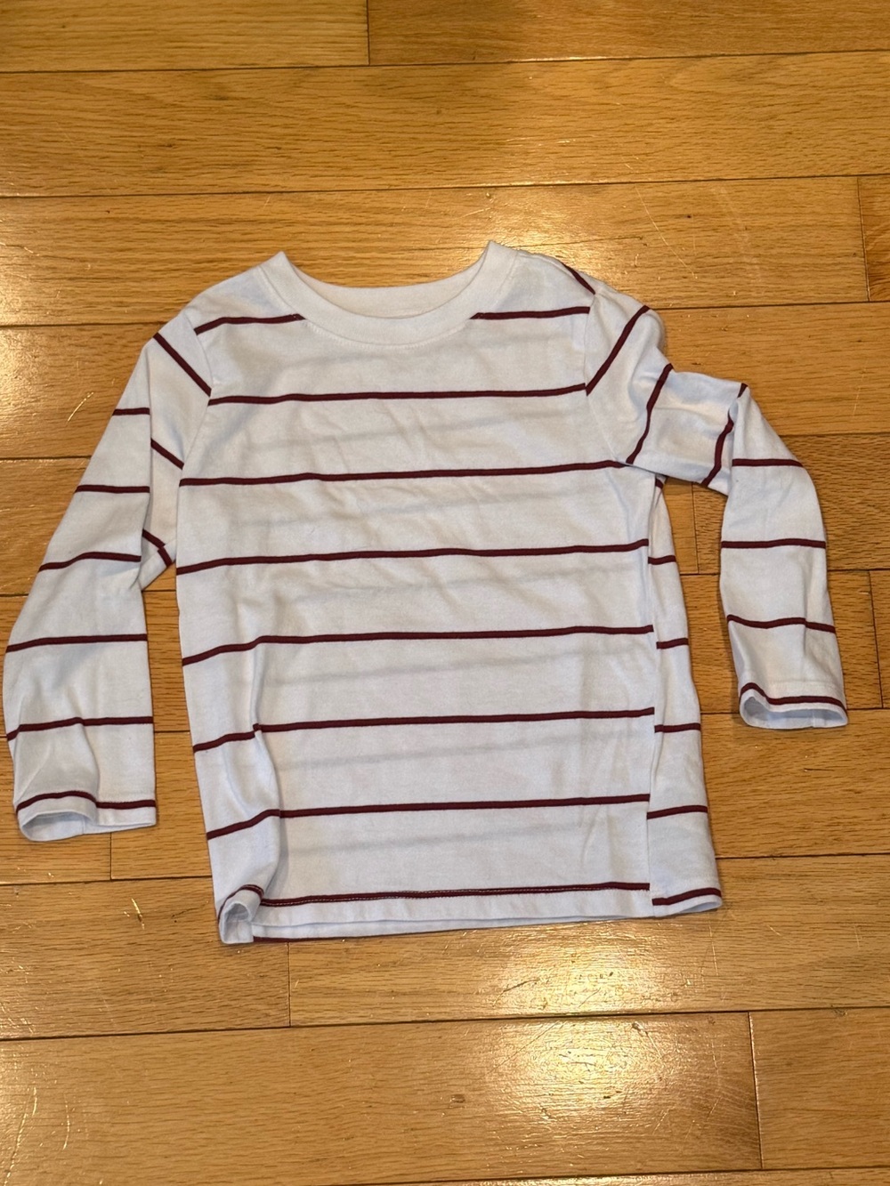 Garanimals White Long-Sleeve Tee with Burgundy Stripes